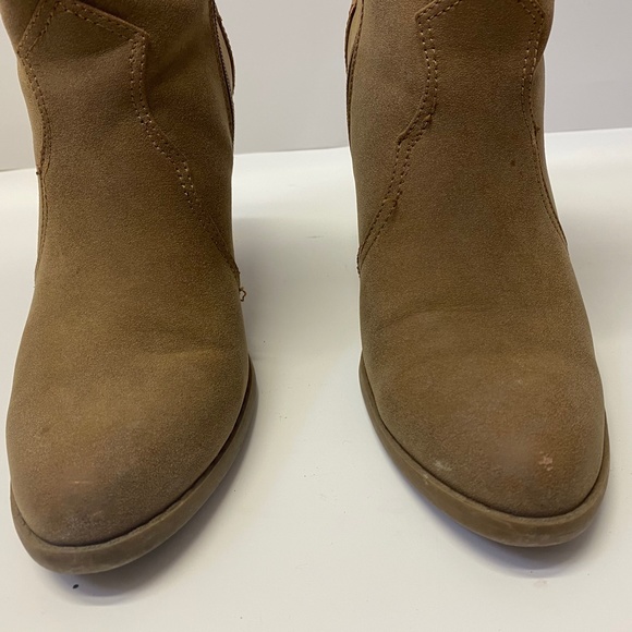 American Eagle Tan Faux Suede Ankle Heeled Booties - Picture 3 of 9